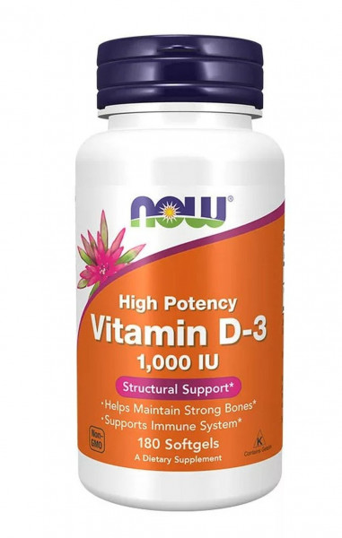 Now Foods Vitamin D-3 1000 IU – 180 Softgels
