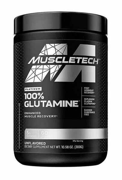 Muscletech Platinum 100% Glutamine - 300g-Dose, unflavored