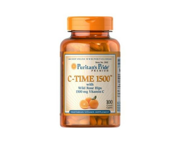 Puritans Pride C- Time 1500 Vitamin C mit Hagebutte 100 Tabletten