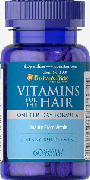 Puritans Pride Vitamins for the Hair- Vitamine für die Haare– 60 überzogene Tabletten