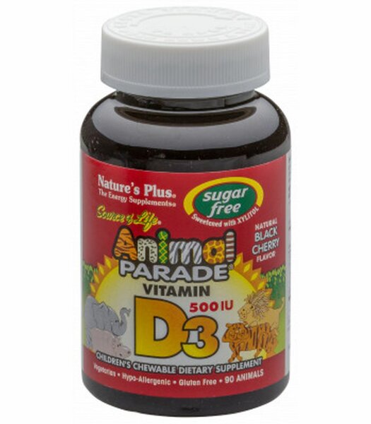 Natures Plus Animal Parade Sugar Free Vitamin D3 500 IU- 90 Tabletten in Tierform