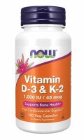 Now Foods Vitamin D-3 & K-2 1000 IU – 120 veg....