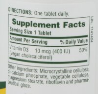 Natures Plus Vitamin D3 400 IU- 90 Tabletten