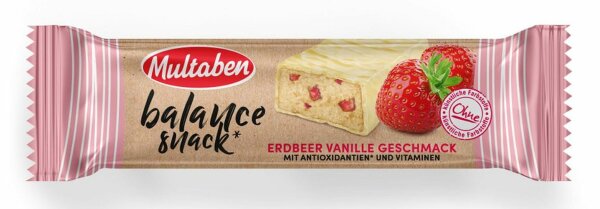 Multaben Balance Snack – 1 Riegel à 38 g Erdbeer Vanille