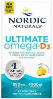 Nordic Naturals Ultimate Omega-D3 1280 mg-60 Softgels, Zitrone