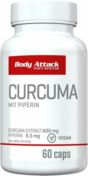 Body Attack Curcuma mit Piperin-60 Kapseln