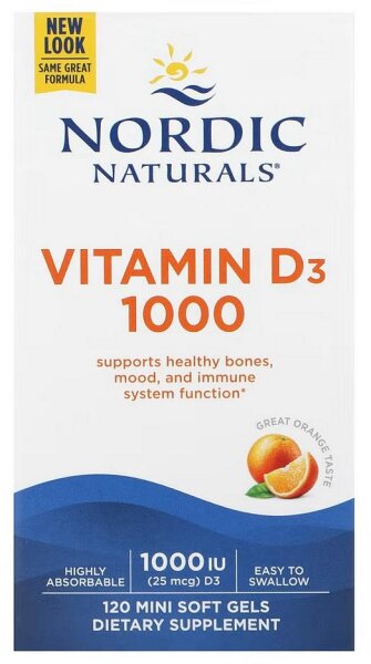 Nordic Naturals Vitamin D3 1000 – 120 Mini-Softgels, Orange