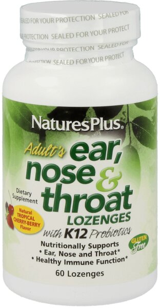 Natures Plus Adult``s Ear, Nose & Throat- 60 Lozenges cherry-berry flavor