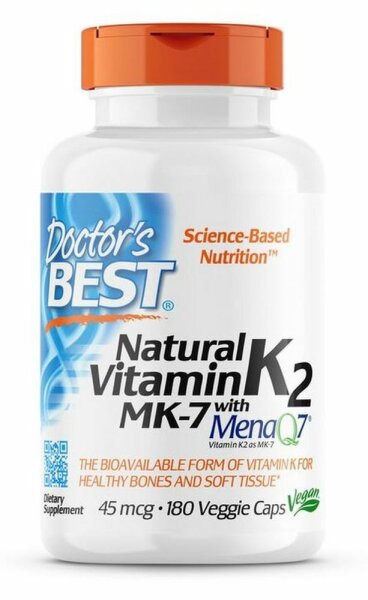 Doctors Best Natural Vitamin K2 MK-7 mit MenaQ7, 45 mcg  - 180 veg. Kapseln